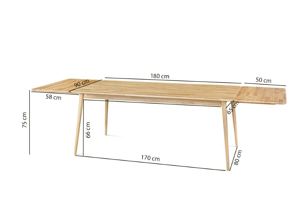 Table de salle à manger à rallonge en chêne massif MALMO 2 | VESKOR