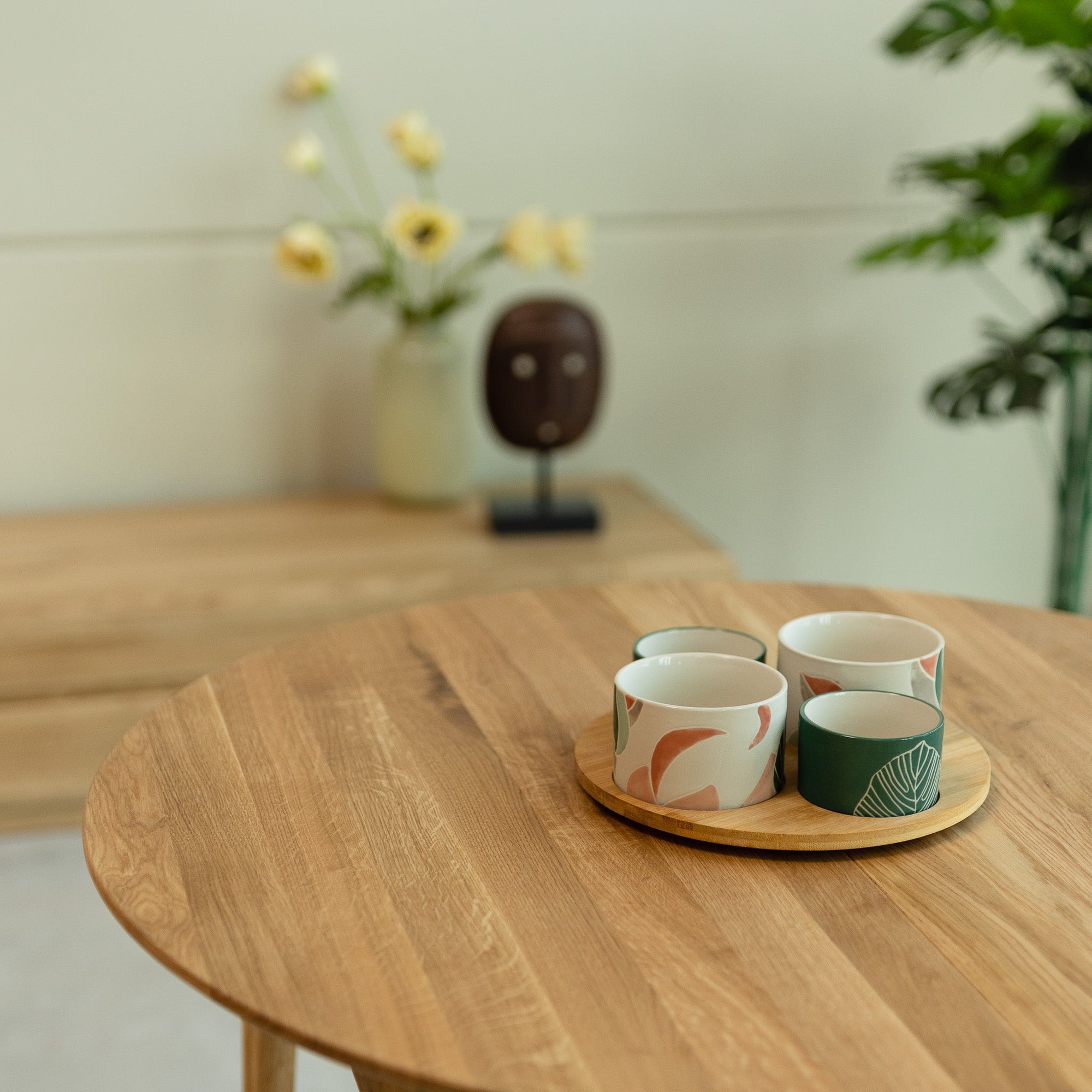 Table de salle à manger ronde à rallonge en bois de chêne MALMO | VESKOR