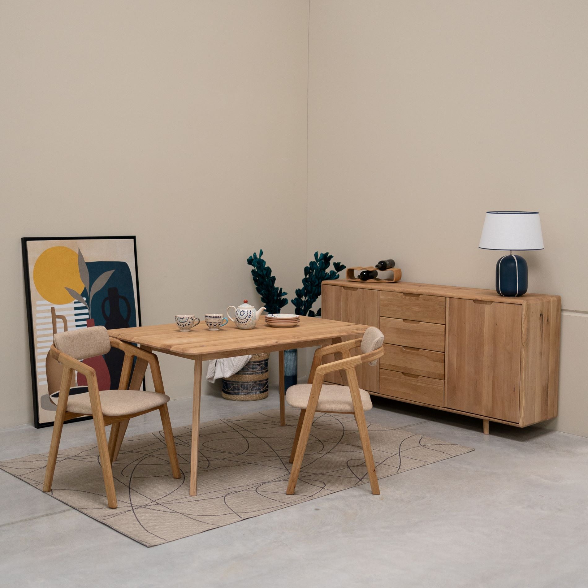 Table de salle à manger fixe en bois massif SUÈDE | VESKOR