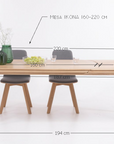 Table de salle à manger à rallonge en bois massif hêtre ou chêne IKONA | KARPIS